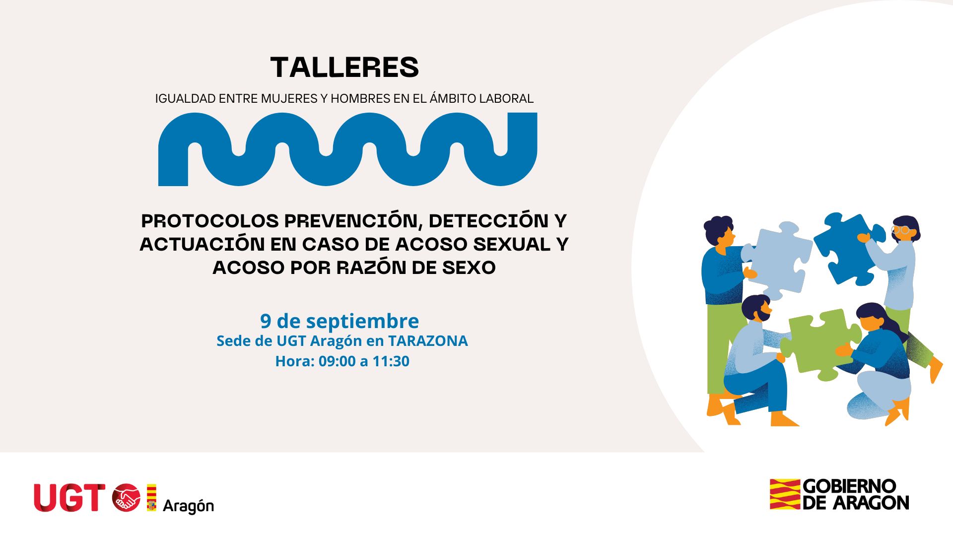 9 de septiembre en Tarazona, Taller 1 sobre la prevención del acoso sexual y por razón de sexo en el trabajo